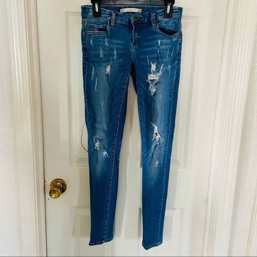 CHELSEA & VIOLET denim distressed cotton stretch skinny jeans size 25